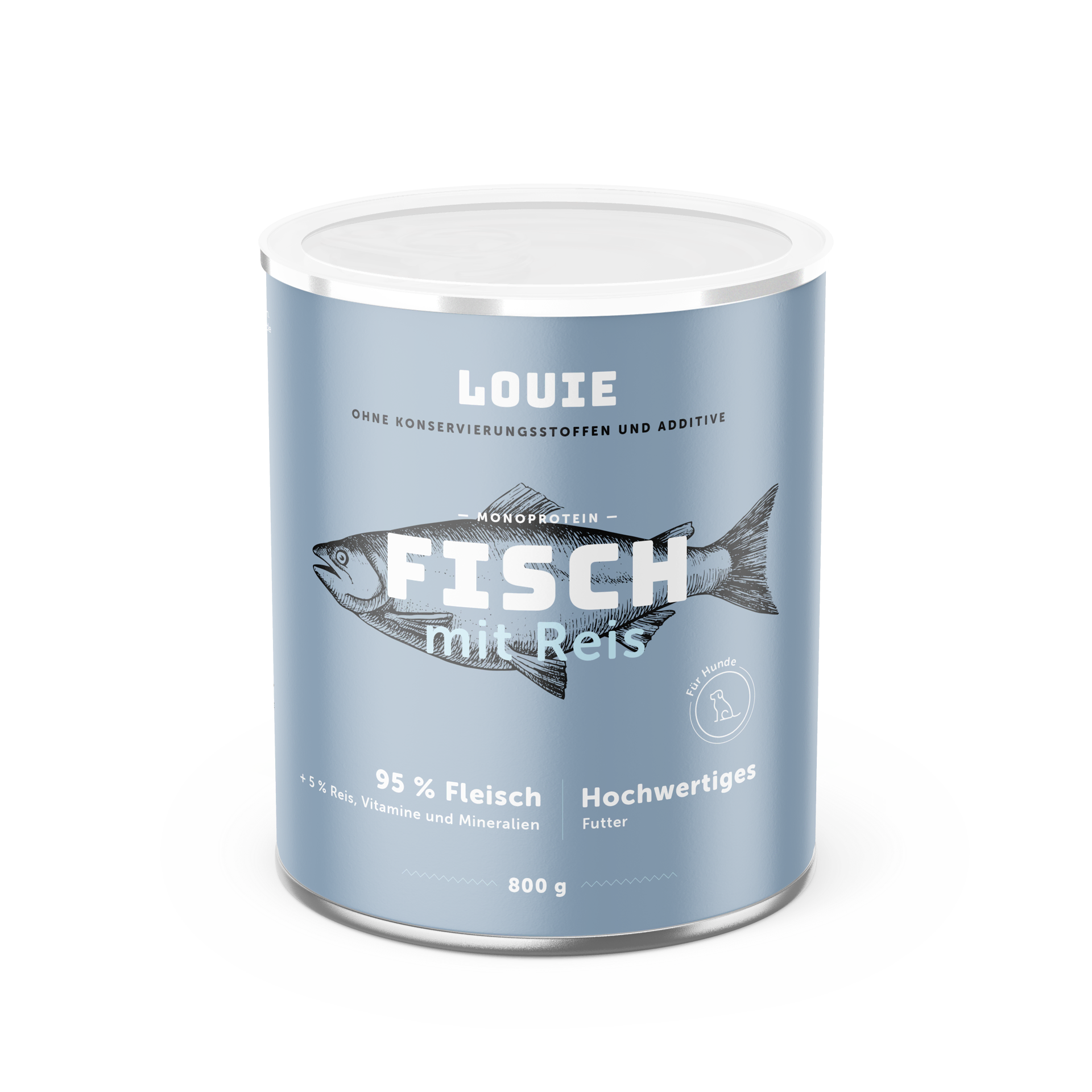LOUIE Teljes értékű monoprotein táplálék – hal (95%) rizs (5%) 800g_0